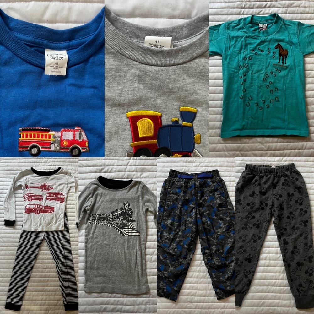 *Bundle* Boys 4T Clothing (3 t-shirts, 2 pants, 1 pajama set, 2 pajama tops)